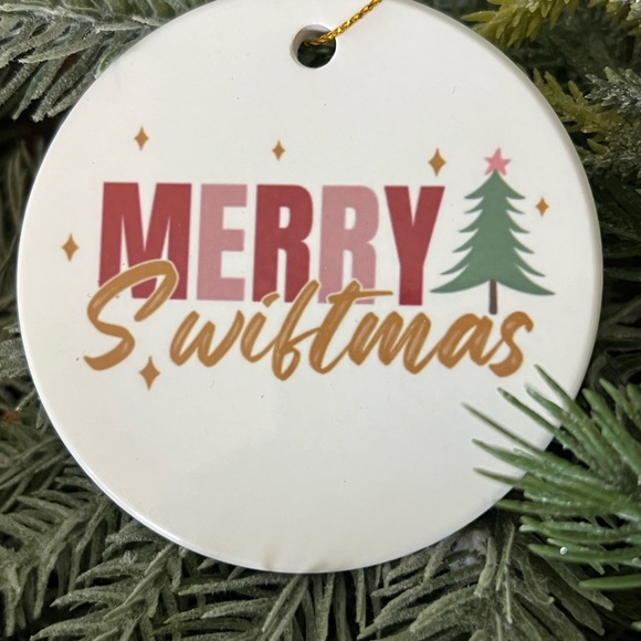 Merry Swiftmas Ceramic Ornament Taylor Swift Hand Crafted by @jennyneff - Picture 3 of 3